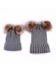 JRNNORV Dropshipping zima podwójne pluszowe nasadka kulkowa kapelusz dla kobiet dla dzieci dziewczyny z dzianiny czapki czapka z
