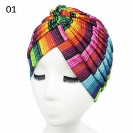 Regulacja Rainbow czapka muzułmanin Cap kobiety kolorowe drukowanie kapelusz elastyczny turban głowy opaska raka kapelusz po che