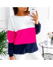 Sexy Backless bandaż Lace-up bluzy kobiety jesień w paski Patchwork swetry bluzy z kapturem na co dzień z długim rękawem dres to
