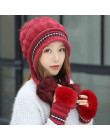 Modna damska czapka zimowa futrzana futro lisa z pomponami gruba ciepła bawełniana