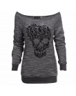 High Street czaszka drukuj Slash Neck bluza z kapturem jesień 2018 Sexy kobiety bluza z kapturem swetry z długim rękawem C79201