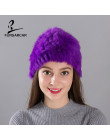 FARSARCA kapelusz z futra króliczego Handworks dzianiny futro kapelusz czapka damska lampki zimowe cienkie ciepłe 12 kolorów kob