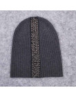 GZHilovingL nowa wiosna bawełna Stretch w paski czapki dla kobiet miękkie wełniane perły koraliki pasek Knitting Skullies kapelu