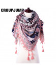 Grupa JUMP moda szalik kobiety duże szale kwiatowy Print etole trójkąt chustka luksusowa marka chustka szaliki kobiet chustki na