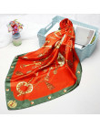 Modny szal szalik do włosów dla kobiet drukowane jedwabne satynowe szaliki hidżab kobiet 90*90cm chustka kwadratowy szale szalik