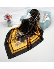 Modny szal szalik do włosów dla kobiet drukowane jedwabne satynowe szaliki hidżab kobiet 90*90cm chustka kwadratowy szale szalik