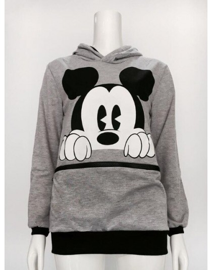 Mickey Mouse drukuj bluzy damskie kobiety z kapturem z długim rękawem bluzy kobiet dorywczo bluzy z kapturem Cartoon drukuj ślic