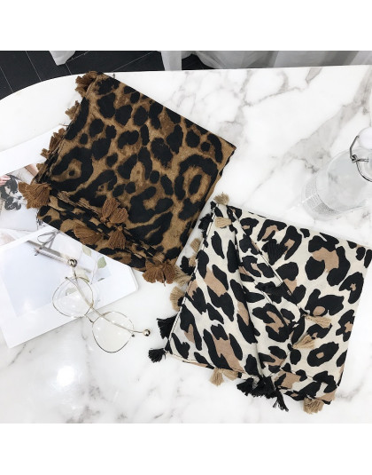 2019 Women Brand Fashion Leopard Dot Tassel Viscose Shawl Scarf Print Soft Wrap Pashminas Sjaal Muslim Hijab Snood 180*100Cm