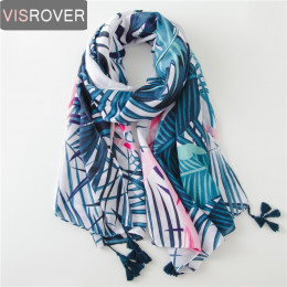 VISROVER z tropikalnym nadrukiem szal ze sznurkiem moda lato wiskoza kaktus szalik szal kobiety flamingo lady plaża Boho kawaii 