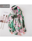 VISROVER z tropikalnym nadrukiem szal ze sznurkiem moda lato wiskoza kaktus szalik szal kobiety flamingo lady plaża Boho kawaii 