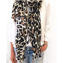 2019 kobiety moda marka Leopard Dot pomponem wiskoza szalik panie druku miękka cieplej Wrap Pashminas Sjaal Muslim hidżab szalik