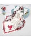 Do włosów szalik dla kobiet kwiatowy Print satynowa szal jedwabne szaliki kobiet szalik 90 cm x 90 cm kwadratowy szale szaliki d