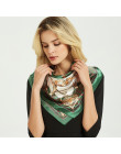 Moda szalik dla kobiet szal druku jedwab apaszka satynowa kobiet 90cm x 90cm luksusowa marka kwadratowy hidżabu szale głowy szal
