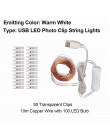 2 M/5 M/10 M Photo klipsem USB LED String Lights Fairy światła na zewnątrz na baterie Garland boże narodzenie dekoracje Party śl