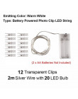 2 M/5 M/10 M Photo klipsem USB LED String Lights Fairy światła na zewnątrz na baterie Garland boże narodzenie dekoracje Party śl