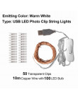 2 M/5 M/10 M Photo klipsem USB LED String Lights Fairy światła na zewnątrz na baterie Garland boże narodzenie dekoracje Party śl