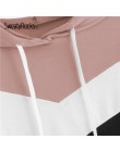 SweatyRocks na co dzień Colorblock sznurkiem bluza z kapturem bluza z długim rękawem pulowerowe topy 2018 jesień odzież dla akty