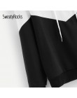 SweatyRocks na co dzień Colorblock sznurkiem bluza z kapturem bluza z długim rękawem pulowerowe topy 2018 jesień odzież dla akty