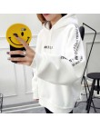 MoneRffi list bluzy z kapturem kobiet drukowane mody swetry 2018 koreański styl ponadgabarytowych bluzy Femme luźne dorywczo Str