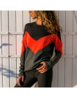 Rogi moda Patchwork bluzy z kapturem Streetwear kobiet 2019 na co dzień jesień bluzy z długim rękawem luźne blok kolor Sudadera 