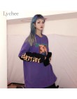 Lychee Vintage fałszywe 2 sztuk charakter list kobiety bluza Hit kolor O-Neck z długim rękawem jesień na co dzień luźne kobiet s