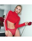 Kobiety bluza z golfem Sexy czerwone Crop topy Romeo list wydrukowano z długim rękawem jesień Tumblr Punk przycięte bluza bluzy 