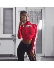 Kobiety bluza z golfem Sexy czerwone Crop topy Romeo list wydrukowano z długim rękawem jesień Tumblr Punk przycięte bluza bluzy 