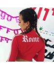 Kobiety bluza z golfem Sexy czerwone Crop topy Romeo list wydrukowano z długim rękawem jesień Tumblr Punk przycięte bluza bluzy 