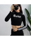 Kobiety bluza z golfem Sexy czerwone Crop topy Romeo list wydrukowano z długim rękawem jesień Tumblr Punk przycięte bluza bluzy 