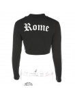 Kobiety bluza z golfem Sexy czerwone Crop topy Romeo list wydrukowano z długim rękawem jesień Tumblr Punk przycięte bluza bluzy 