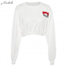 Macheda bluzy kobiety moda przycięte O-Neck z długim rękawem bluza Pullover 2018 nowe panie biały dorywczo luźne Crop Top