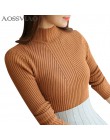 Sweter z golfem kobiety moda 2019 jesień zima czarny topy damskie swetry z dzianiny z długim rękawem Jumper Pull Femme odzież