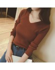 Jesień V Neck sweter z dzianiny moda damska swetry 2018 zima topy dla kobiet sweter Jumper Pull Femme Hiver Truien Dames