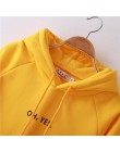 Nowy 2018 moda sztruks długie rękawy Oh tak list drukowanie Harajuku dziewczyna światło żółty swetry topy O-neck kobieta sweter