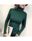 Nowy brokat golfem kobiet sweter sweter wysoka elastyczność z dzianiny żebrowane Slim Jumper jesień zima podstawowe kobiecy swet