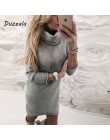 2018 moda damski sweter stałe sweter z golfem długie na co dzień z długim rękawem Pullove sukienka z golfem Sueteres Vestido Gol