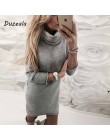 2018 moda damski sweter stałe sweter z golfem długie na co dzień z długim rękawem Pullove sukienka z golfem Sueteres Vestido Gol