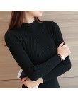 Sprzedaż 2019 wiosna kobiety panie z długim rękawem z golfem slim fit z dzianiny cienki sweter top femme koreański pociągnij moc