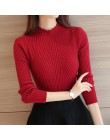 Sprzedaż 2019 wiosna kobiety panie z długim rękawem z golfem slim fit z dzianiny cienki sweter top femme koreański pociągnij moc