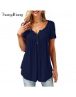 TuangBiang 2018 kobiety lato serek z krótkim rękawem T shirt luźne Sexy camiseta feminina koszulki z krótkim rękawem kobiet Plus