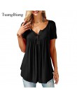 TuangBiang 2018 kobiety lato serek z krótkim rękawem T shirt luźne Sexy camiseta feminina koszulki z krótkim rękawem kobiet Plus