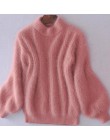 2017 zima nowe mody zagęszczony ciepły sweter z golfem moher kobiecy sweter latarnia rękaw Casual jednolity kolor Slim prosty sw