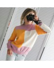 Nowy Multicolor jesień zima kobiety sweter O-Neck sweter z dzianiny góry luźne dorywczo ciepłe Femme sweter