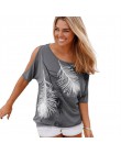 Kobiety na co dzień lato T koszula 2019 krótki rękaw Batwing luźne topy zimno ramię druku koszulka t-shirt plus size 5XL