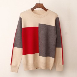 Nowy Multicolor jesień zima kobiety sweter O-Neck sweter z dzianiny góry luźne dorywczo ciepłe Femme sweter