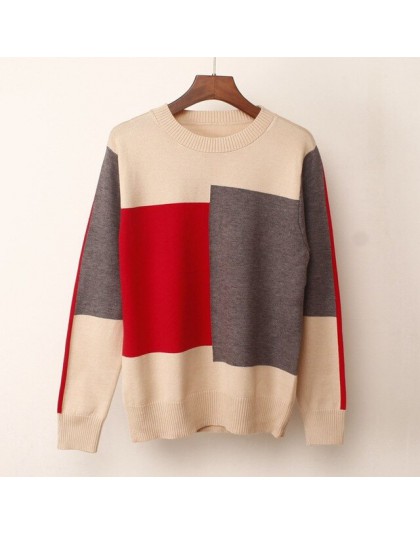 Nowy Multicolor jesień zima kobiety sweter O-Neck sweter z dzianiny góry luźne dorywczo ciepłe Femme sweter