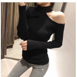 Gkfnmt Sexy off ramię sweter z dzianiny kobiety elegancki solidna skinny obcisły sweter i swetry 2018 jesień zima swetry różowy