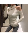 Gkfnmt Sexy off ramię sweter z dzianiny kobiety elegancki solidna skinny obcisły sweter i swetry 2018 jesień zima swetry różowy