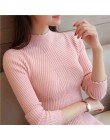 Knitting kobiety swetry i pulowery golf w jednolitym kolorze szczupła na co dzień panie sweter z dzianiny zimowe nowy elegancki 