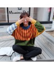 2019 koreański nowe zimowe swetry kobieta w stylu Vintage Hit kolor paskiem luźne swetry sweter kobiet dorywczo swetry
